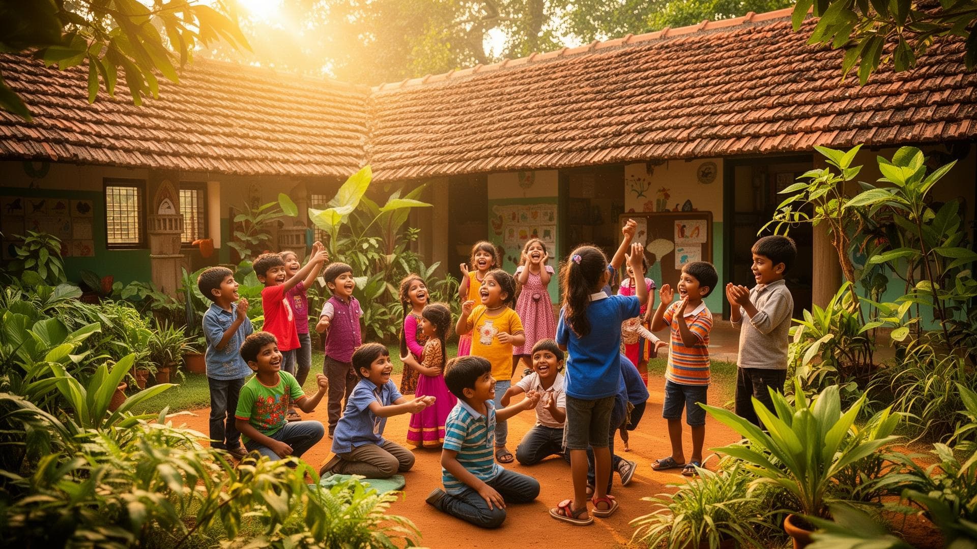 Joyful children learning at Prakruthi Vidya School